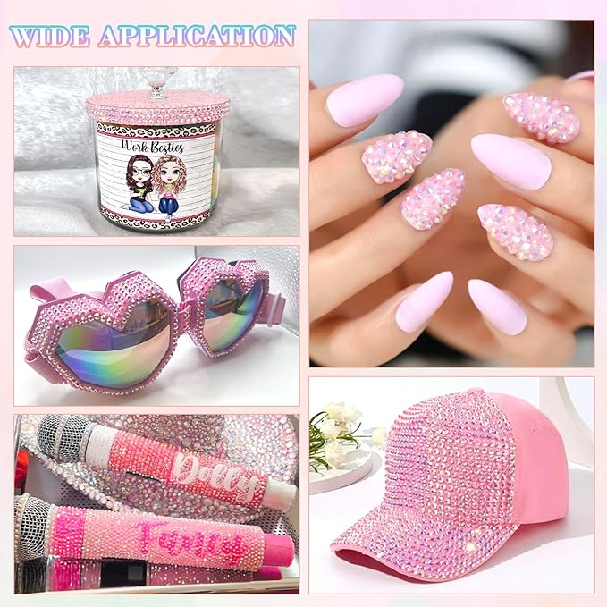 25000Pcs Resin Rhinestones with Tweezers for Crafting, 2-6mm Mixed Sizes (Light Pink AB) Non Hotfix Flatback Gems, Bedazzling Crystal for DIY Crafts Clothing Tumblers Mugs Shoes Decor Nail Art