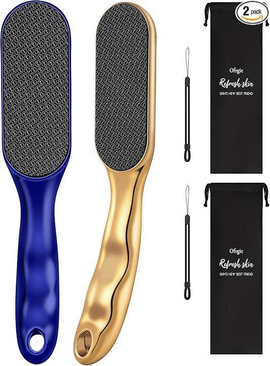 Nano Glass Foot File Foot Callus Remover Scrubber in Shower, Pedicure Tools Feet Scrubber Dead Hard Skin, Anti-Slip Handle Rope & Storage Bag Foot Files for Wet and Dry Feet Care Gift 2Pack