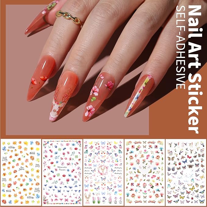 FANDAMEI Nail Tools, Nail Art Brushes Set, Nail Art Dotting Tools, Nail Stickers, Butterfly Nail Art Sequins, Nail Foils, Nail Art Flakes Iridescent, Nail Art Kits, Rhinestones For Nails Design