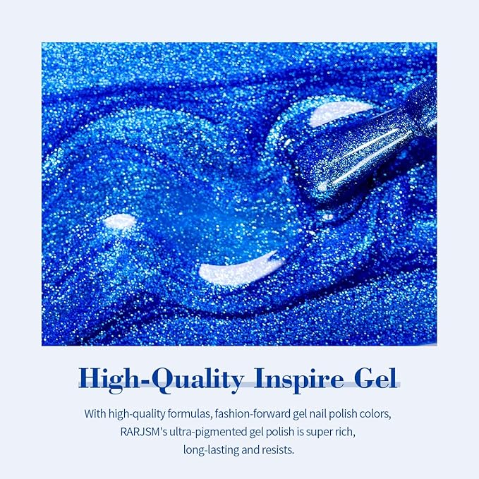 RARJSM Magnetic Cat Eye Gel Nail Polish Blue Silver Glitter 15ml 9D Cateye Galaxy Universal Shimmer Velvet Ice Gel Polish Single Bottle with Magnet Stick UV LED Curing Require Soak Off Home Salon