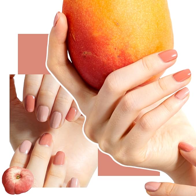 Water-base Vegan Nail Polish 3pcs in set (2 Colors + Clear Top Coat), Eco-friendly Halal-Certificated Non-toxic Breathable Peel Off Peach & Pale Peach color (No 13 Peach Rose, 0.51 fl oz)