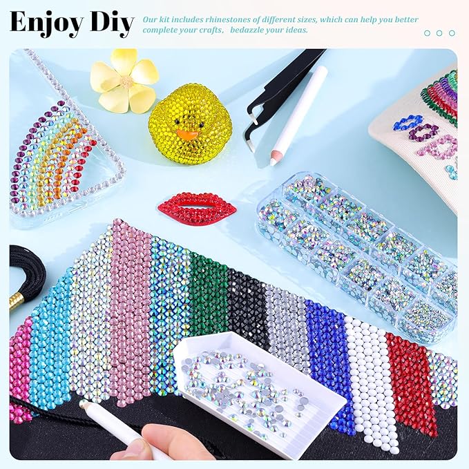 6100Pcs Jelly Resin Rhinestones for Crafting with 2Pcs 10ml B7000 Jewelry Glue, 1 Box Flatback Crystals Diamond (Clear AB) for Bedazzling Crafts DIY Nail Art Non Hotfix Gems for Clothing Shoes