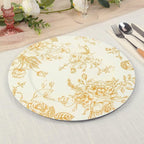 Efavormart 6 Pack White Gold Floral Acrylic Charger Plates in French Toile - Image 3