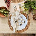 Wood Bead Napkin Rings Set of 6, Dark Gray and Natural Beech Wood, Farmhouse - Image 6