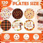 120 Pcs Fall Paper Plates 7 Inch Hello Fall Dessert Plates, Maple Leaves Dinner - Image 2
