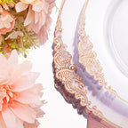175pcs Clear Rose Gold Plastic Plates - Image 2
