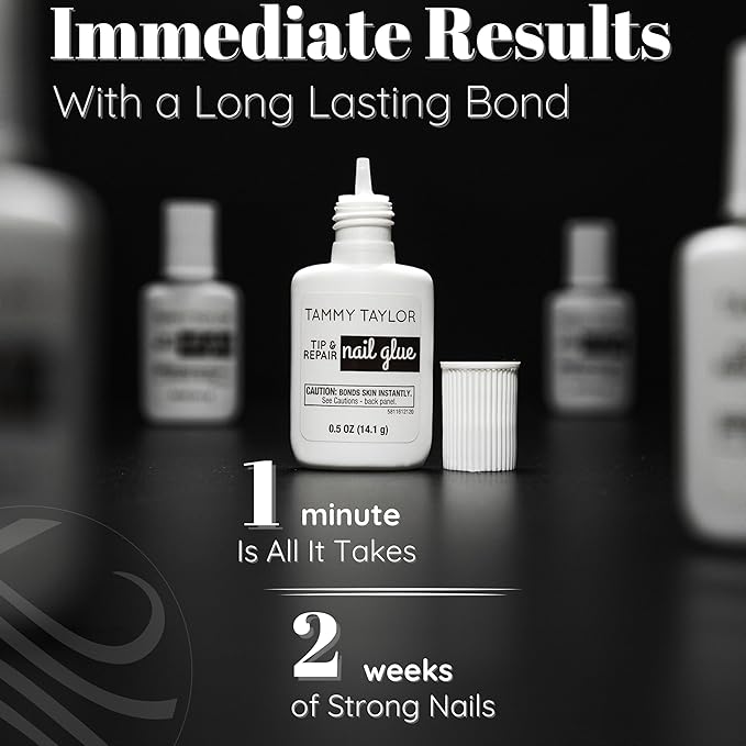 Tammy Taylor Tip and Nail Repair Dry Clear Gel Nail Glue for Press on Nails, Acrylic Nail Tips & Natural Breaks, Cure Under UV/LED, Solid Nail Adhesive Gel Glue for Nails and Extensions