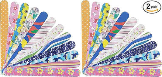 Colorful Nail File Strips - Double Sided Filers for Shaping and Smoothing Toenails and Fingernails - Manicure and Pedicure Nail Buffers - 24 Pack