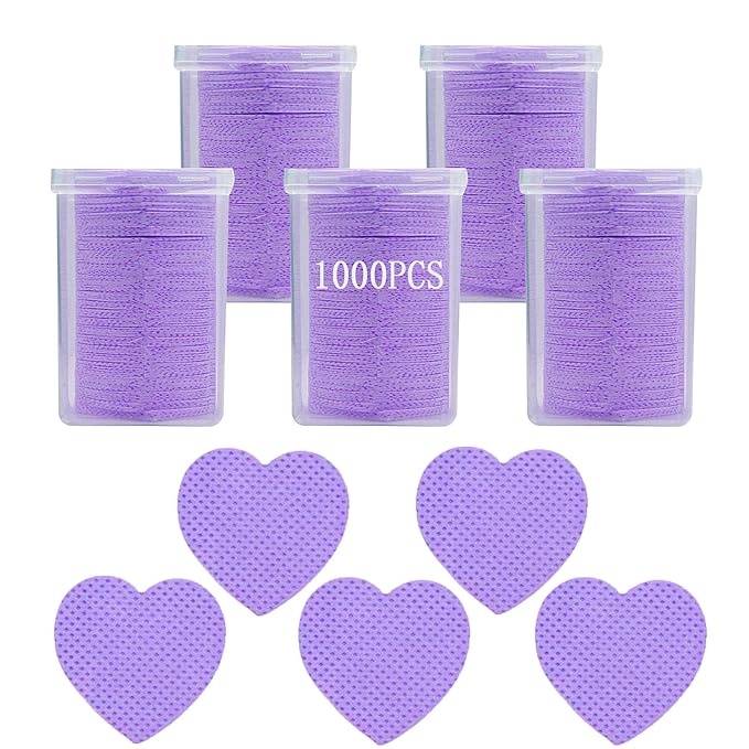 1000 PCS Nail Wipes, Lint Free Nail Polish Remover Wipes for Lash Extension, No Lint Eyelash Extension Glue Wipes, Absorbable Eyelash Extension Glue Cleaning Wipe for Gel Nail Polish Remover, Purple
