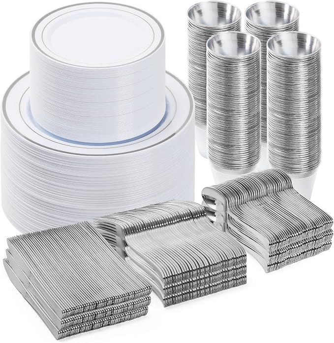 BESTVIP 600PCS Silver Dinnerware Set by Bestvip