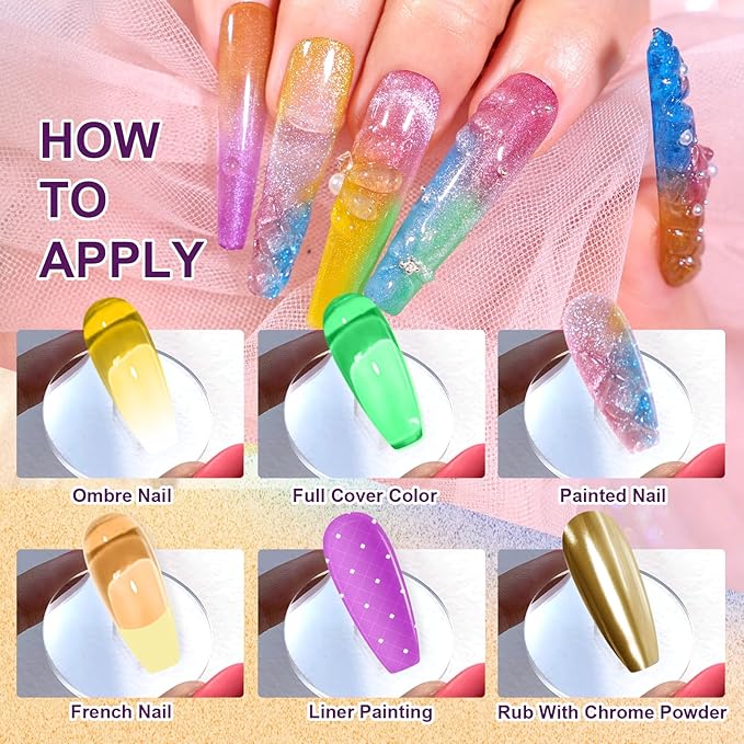 Gradient Painting Gel, 9 Colors Ombre Gel Nail Polish Glazed Colors for Pigment Pat Aura Nails French Manicure Soak Off UV Long-lasting High-glossy Home Nail Salon Dopamine Fructose