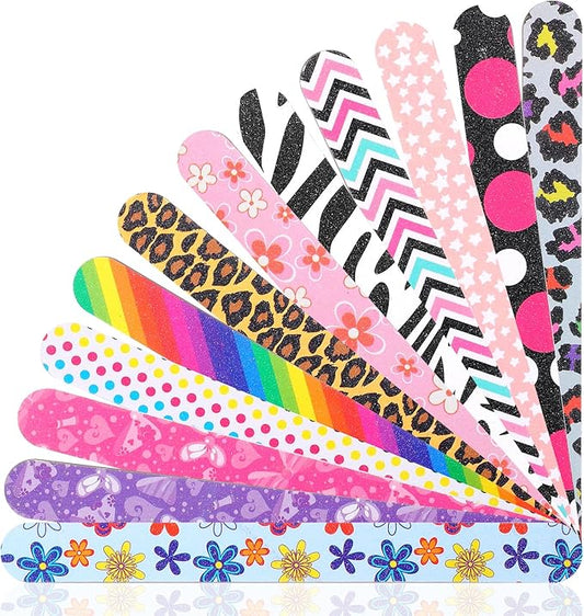 12PCS Professional Nail Files Double Sided 100 180 Grit Emery Boards Colorful Manicure Pedicure Tools for Natural Acrylic Nails Reusable Washable Nail Buffing Shaping Smoothing Filer
