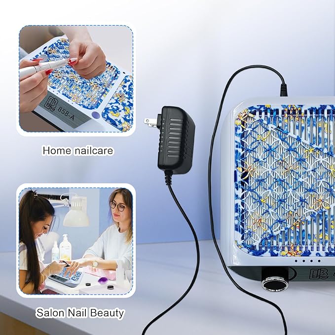 Nail Dust Collector,180W Power Suction, Dust Vacuum Fan Extractor with Reusable Filter for Nail Tech, Acrylic Gel Polish Manicure Pedicure Tool, Salon & Home,Blue
