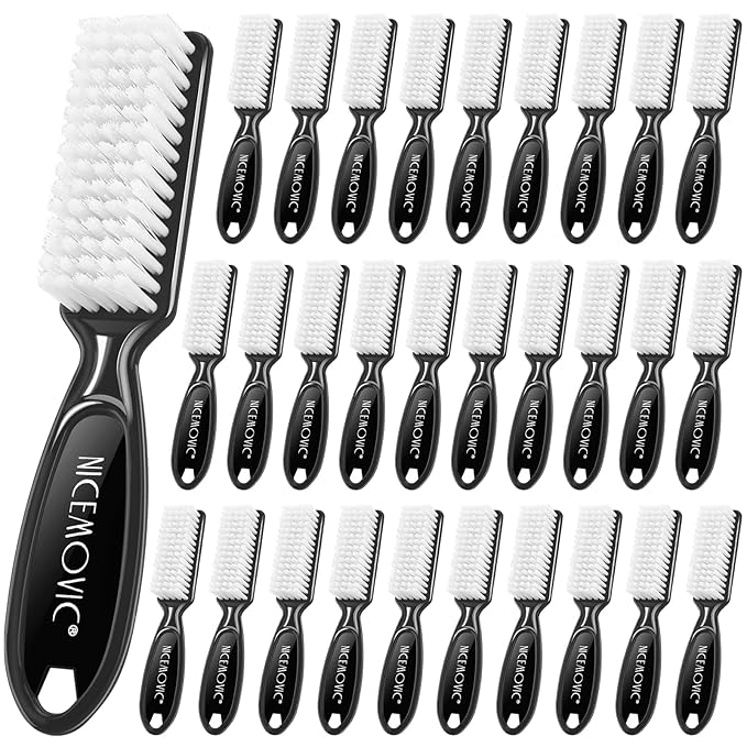 NICEMOVIC 30 Pcs Handle Grip Nail Brush, Hand Fingernail Cleaner Brush Manicure Tools Scrub Cleaning Brushes Kit, Use for Toe and Nail Cleaning (Black)