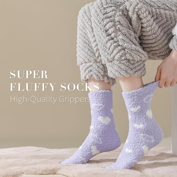 TEHOOK Warm & Cozy Gifts for Women, Stocking Stuufers, Fluffy Fuzzy Plush Sleeping Slipper Socks - Soft Warm Fabric