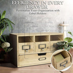 Flexzion Wooden Apothecary Drawers, 4-Drawer Desktop Organizer Cabinet | - Image 5