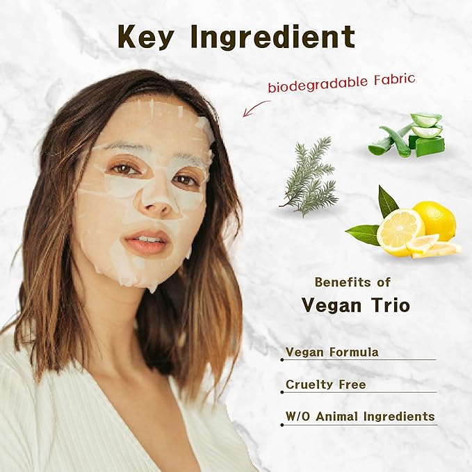 Purederm Vegan Facial Sheet Masks Trio (12 Packs) – Face Masks Skincare for Dry, Dehydrated and Dull Skin