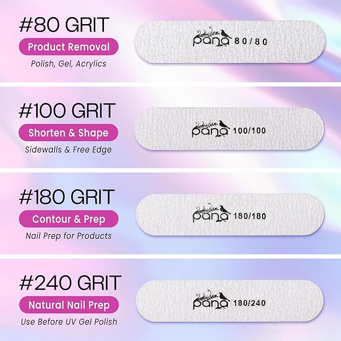 25PCS Mini Size PANA Professional Double Sided Nail Files - Zebra, 180/180 Grit - Emery Board Nail Buffering File Manicure Pedicure Nail Polisher Washable
