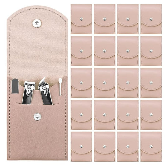 20 Sets Manicure Set Bulk, Nail Clippers Kit Stainless Steel Fingernail Clippers Set, Sturdy Nail Tip Cutter Trimmers Professional Grooming Toenail Clippers Personal Pedicure Kits Gift (Pink 4 in 1)