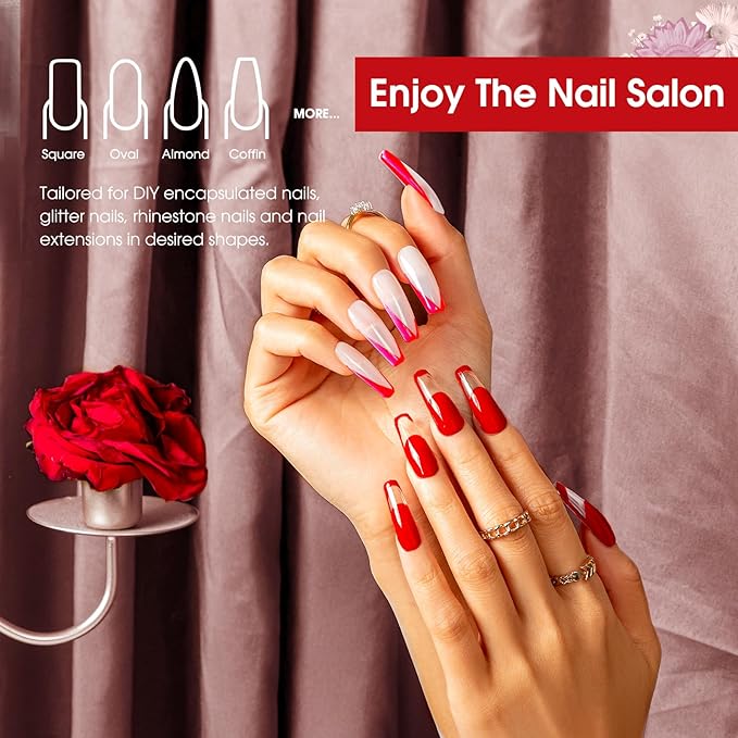 ROSALIND 2 oz Red Poly Nail Gel, Big Tubes Builder Red Gel for Nail Art Decoration, Nail Thickening Poly Nail Gel Easy to DIY Use at Home Need UV Lamp