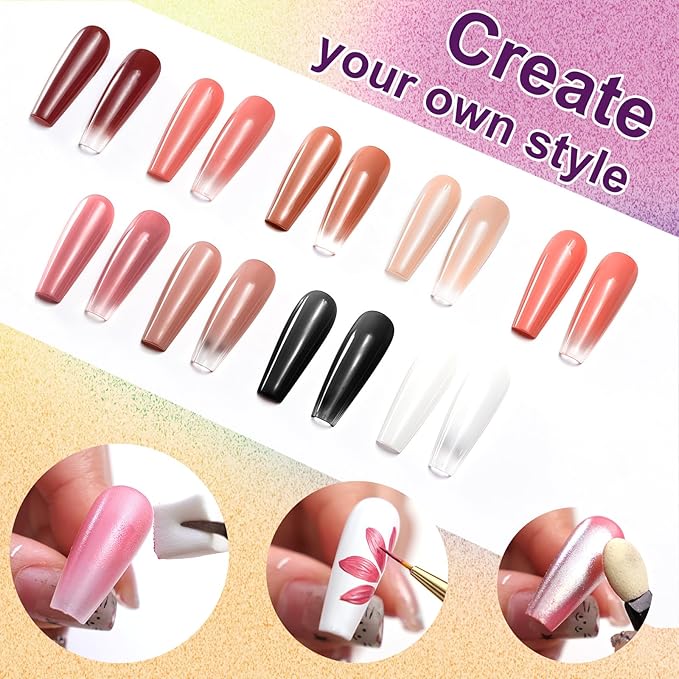 Gradient Painting Gel, 9 Colors Ombre Gel Nail Polish Nude Pink for Pigment Pat Aura Nails, French Manicure Long Lasting Home Salon DIY Nail Art Terracotta Blush（01）