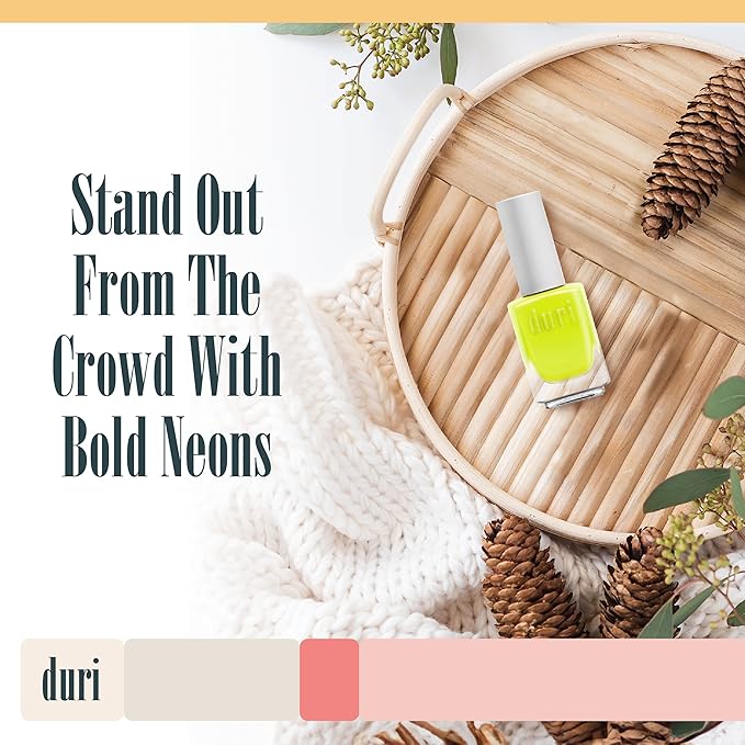 duri 158N Atomic - Neon Yellow Nail Polish, Mate Finish, Quick Drying, 0.45 Fl Oz