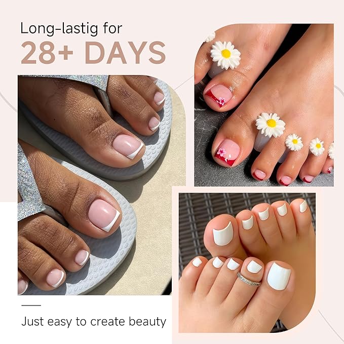 UNA GELLA Toe Nail Tips 312 Pcs Square Round Full Cover Fake Toe Nails Press On Clear 15 Sizes Pre-Shape Soft Gel Toe Nail Tips Double Matte Acrylic Toenails for Nail Extensions DIY Home Nail Salon