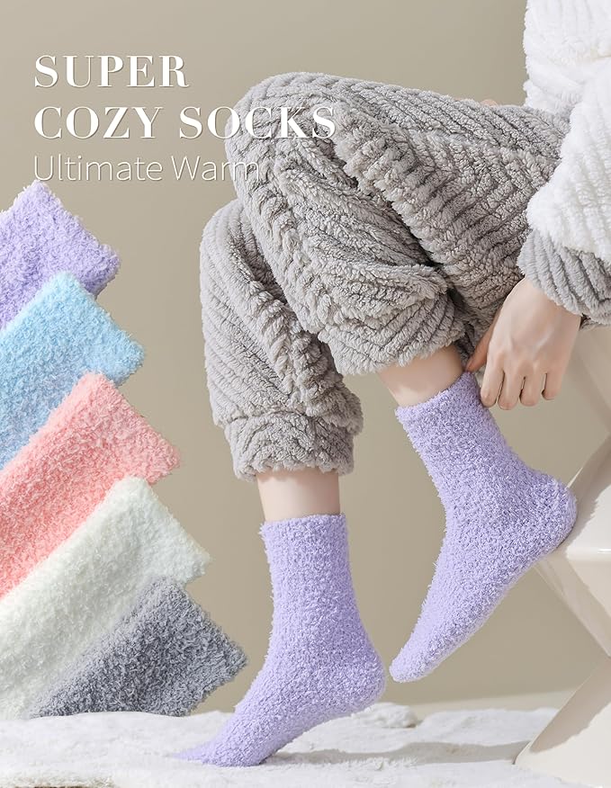TEHOOK Warm & Cozy Gifts for Women, Stocking Stuufers, Fluffy Fuzzy Plush Sleeping Slipper Socks - Soft Warm Fabric