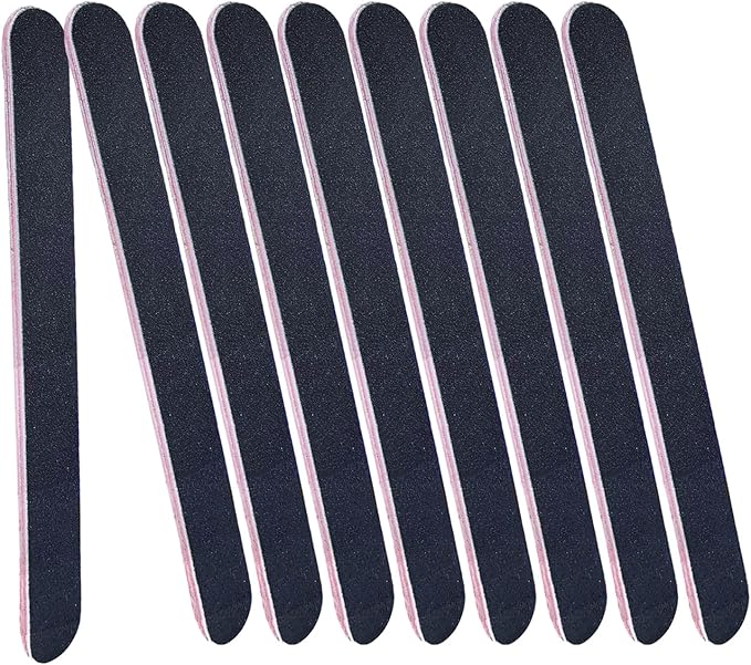 Nail Files Bulk, 9 Pack 7 Inches Disposable Double Sided 100/180 Grit Emery Boards Manicure Pedicure Tools(9)