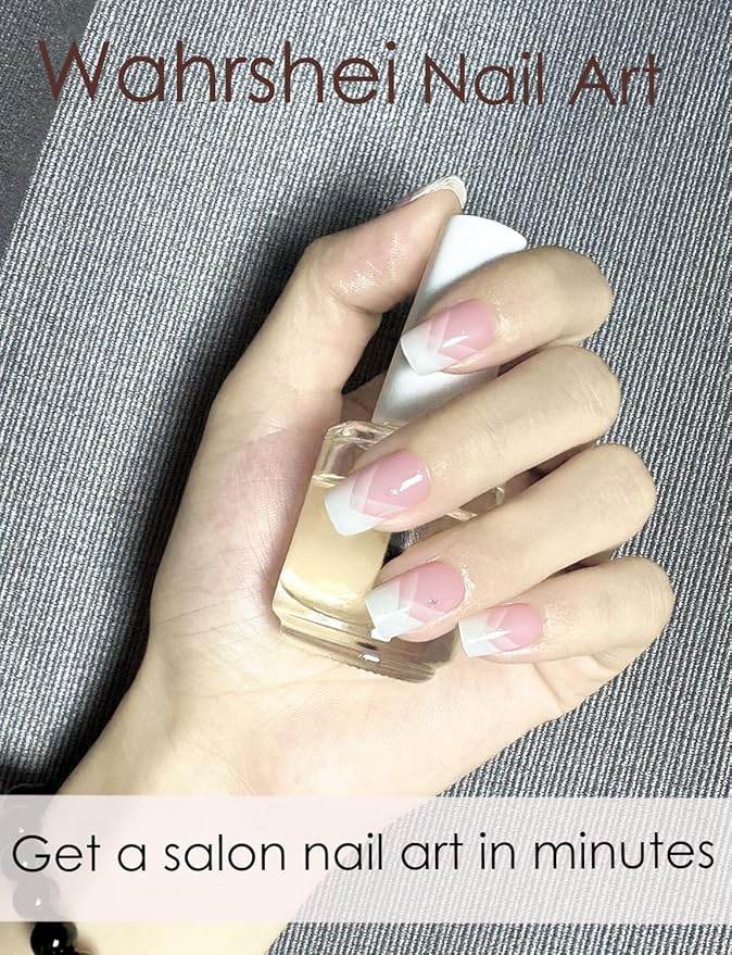 Semi Cured Gel Nail Strips, 20pcs French Gradient Gel Nail Stickers Work with UV, Easy to Use and Remove
