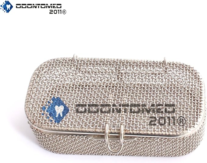 OdontoMed2011 Instrument Tray and Mesh Perforated Baskets Sterilization Tray 4.75" X 2.25" X 1" with Lid Stainless Steel, OD2011-DN-311
