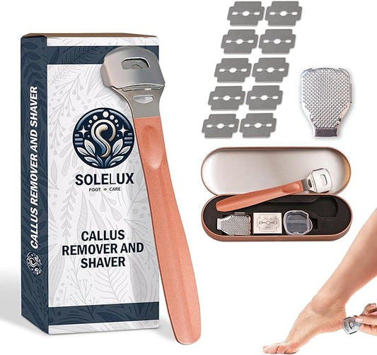 Callus Shaver for Feet – 410 Stainless Steel, Foot Shaver Callus Remover with 10 Replaceable Blades, Multi-Use for Corns & Dead Skin Removal – Pain-Free Pedicure Tool for Soft, Smooth Skin
