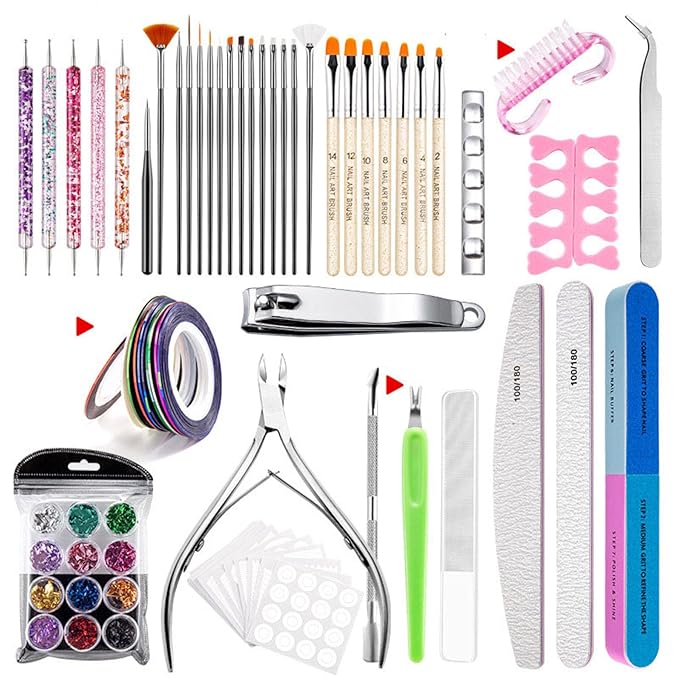 Nail Art Tools Kit, 8kinds of nail art brush Set with Hand Tools and Accessories for Manicure, 36pcs in total(RHYTHM-0024C)