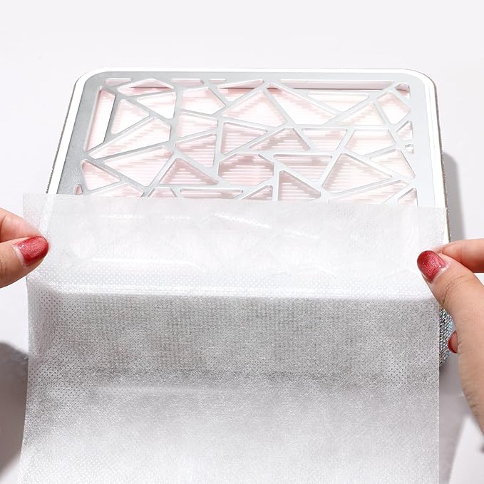50PCS Nail Dust Collector Filter Cotton, PP Material Dust Collector Nail Tech Filter Cotton Pad Replacement Nail Vacuum Dust Vollector Filters Film Paper for Nail Supplies