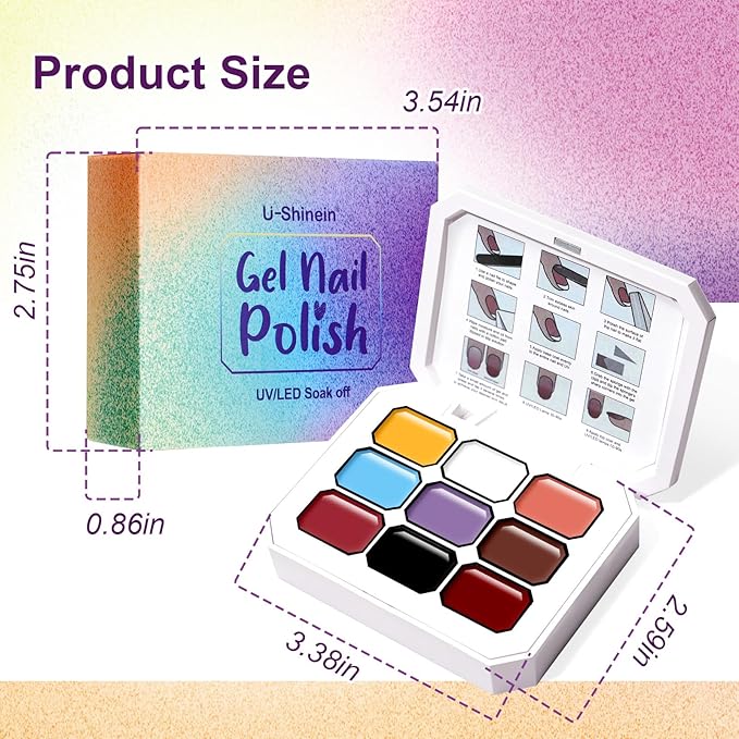 Gradient Painting Gel, 9 Colors Ombre Gel Nail Polish forPigment Pat Aura Nails French Manicure Soak Off UV Long-lasting Home Salon DIY Nail Art Victorian Oddity Color