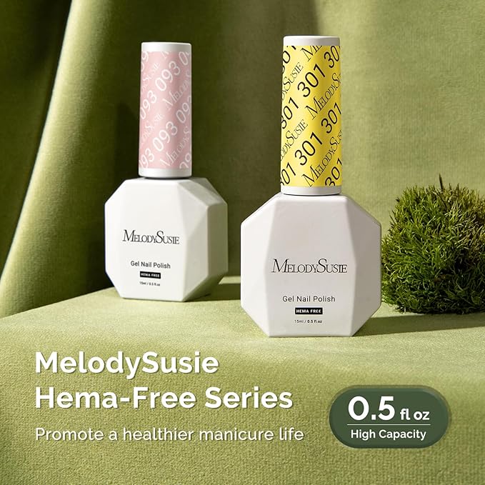 MelodySusie Hema Free Gel Nail Polish, 0.5 Fl Oz Thick Yellow Gel Polish, Non Toxic, Long Lasting, Soak Off UV Nail Polish, Manicure Nail Design Salon DIY Nail Art at Home 301