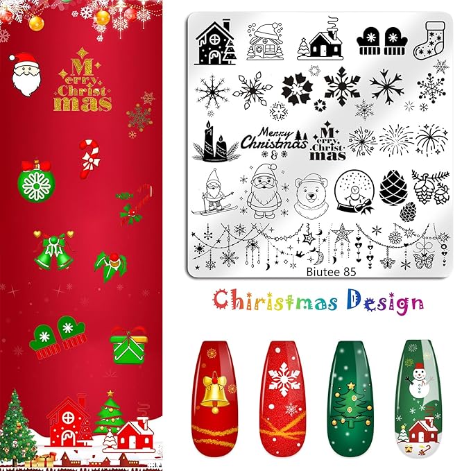 Biutee Nail Stamping Plate 15PCS Nail Stamper Kit Nail Art Stamping Plates Set with Nail Stamper, Scraper & Storage Bag, Nail Stamping Kit Star Bowknot Love Butterfly Leaf Halloween Design Template