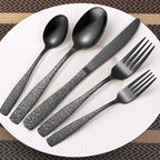 Skull Embossed Silverware Set for 8, OIULO 40-Piece Black Flatware set - Image 7