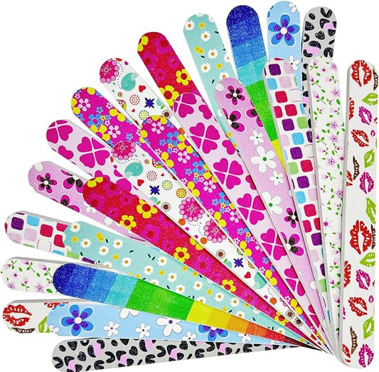 24 Nail Files, Colored Emory Plate Nail Files Double Sided 180 Grains Professional Manicure Emory Plate Buffer Pedicure Tools Nail Shaping Polishing Files (Colored, Count, 24, 100/180 Grit)