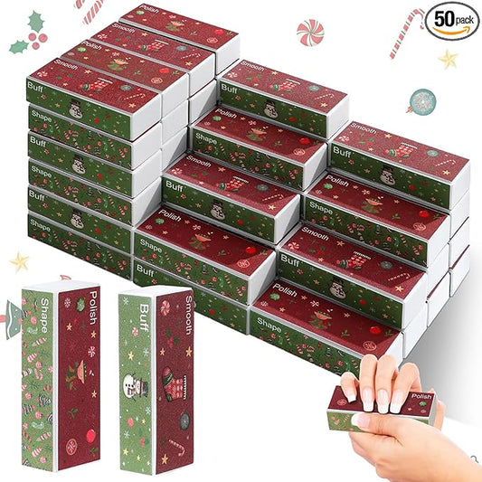 50 Pcs 4 Way Nail Buffer Block Shine Buffers Blocks Files for Natural and Acrylic Nails Smoother Buffing Block Polisher Fingernail File Buffer Christmas Gifts Christmas Stocking Stuffers