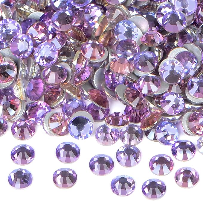 1440PCS Art Nail Rhinestones Non Hotfix Glue Fix Round Crystals Glass Flatback for DIY Jewelry Making with one Picking Pen (ss20 1440pcs, Green Pink)