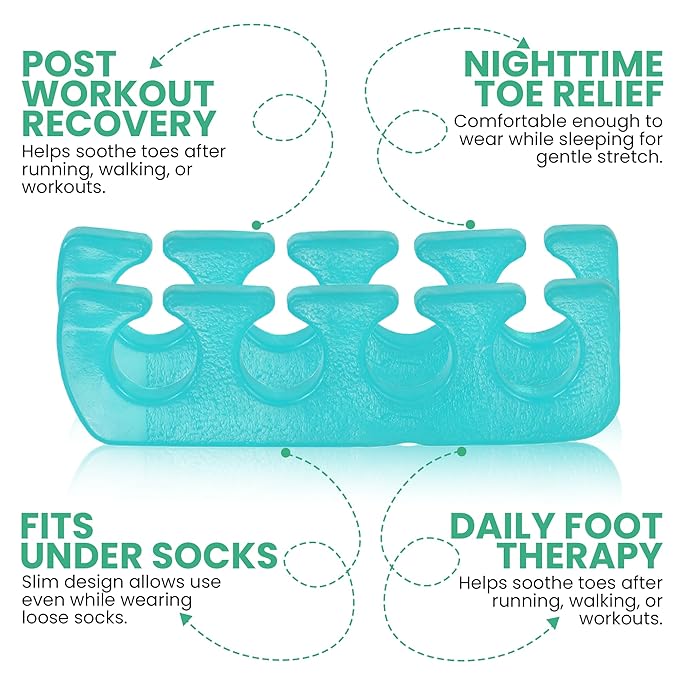 Iconikal 8-Pack Pedicure Gel Toe Separator 5x1.2-Inch Soft Reusable Bunion Relief Spa Day Foot Care Vacation Supply Toe Stretcher 4 Pairs