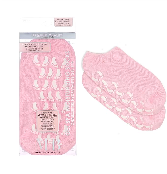 Gel Spa Moisturizing Socks - 1 Pair Spa Socks Infused with Essential Oils to Soften Skin & Lock in Moisture | Non-Slip Grip Gel Socks for Dry, Cracked Feet
