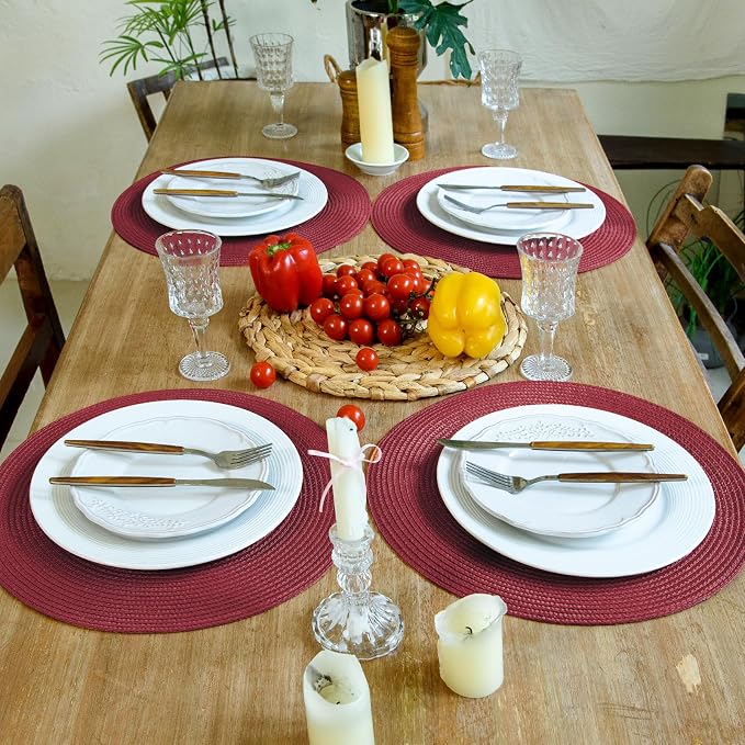 FunWheat Round Braided Placemats Set of 8 Table Mats - Image 6