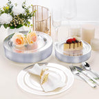 BESTSTAR 7 Inch Clear with Silver Rim Plastic Plates | 100PCS Disposable - Image 6