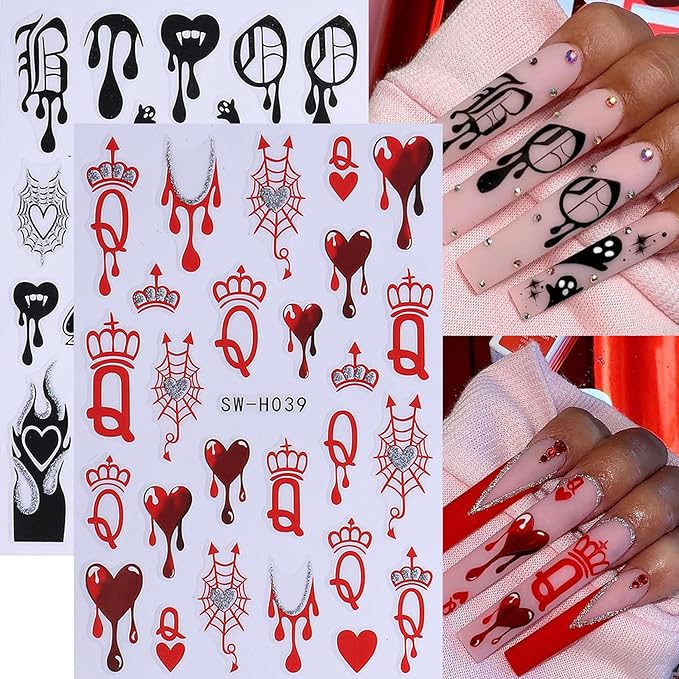 Halloween Stickers for Nails Art 12PCS 3D Cute Ghost Skull Nail Decals with Tweezers Self Adhesive Luminous Designs Acrylic Nails Supplies Bat Skeleton Spider Web Stickers for Women Girl DIY Decor