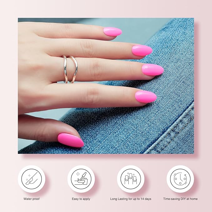Semi Cured Gel Nail Strips, 20 PCS Gel Nail Stickers Work with UV Light, Salon Quality & Easy to Use - Rose Lover