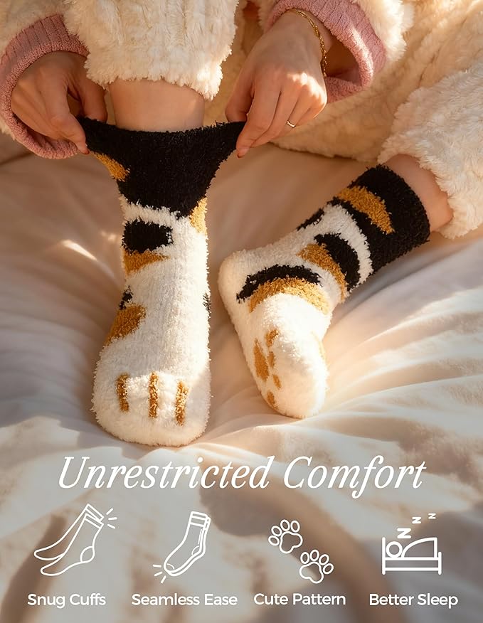 TEHOOK Warm & Cozy Gifts for Women, Stocking Stuufers, Fluffy Fuzzy Plush Sleeping Slipper Socks - Soft Warm Fabric
