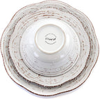 Elama Rustic Birch 16 Piece Embossed Scalloped Stoneware Round Dinnerware Set - Image 6