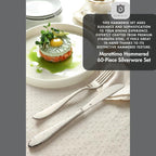 Hammered Silverware Set | Premium 18/10 Stainless Steel Flatware Service - Image 4